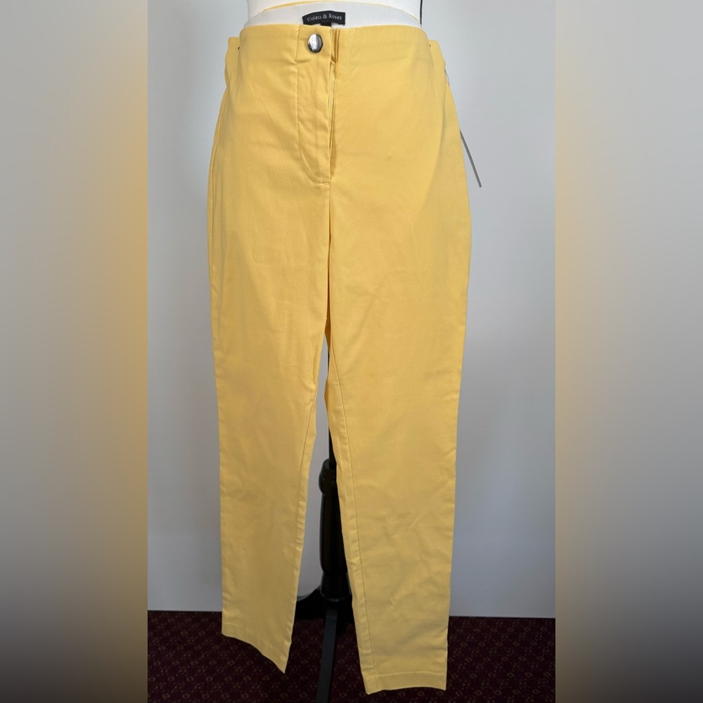 Violets & Roses Yellow Mid-Rise Slim Straight Trouser
